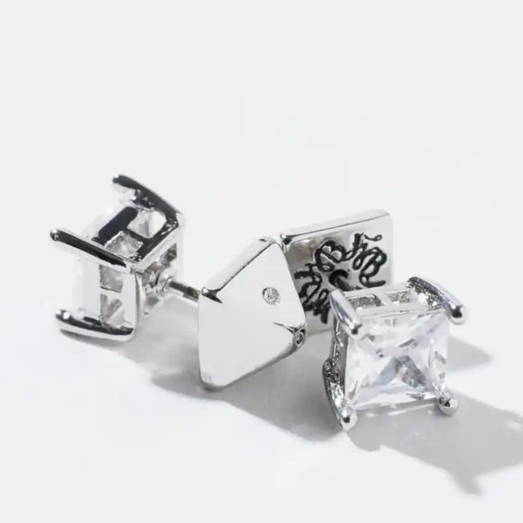 Cubic Zirconia Princess Stud Earrings - Picture 2 of 4